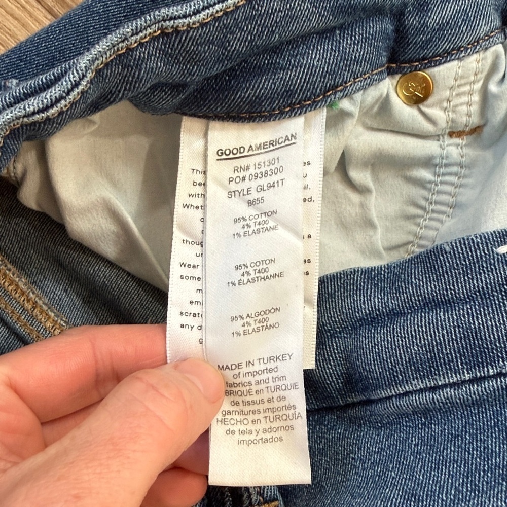 Good American Good Legs Raw Hem Skinny Jeans Medium Wash Stretch Denim 10/30 - Picture 5 of 8